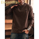 ElegantMan American outdoor mountain bamboo cotton long-sleeved T-shirt men's autumn new tough guy Henry collar bottoming shirt Brown M _Suitable for 110-130Jin Jin equals 0.5 kg