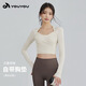 Youyou yoga clothing women's suit 2025 autumn and winter quick-drying breathable Pilates training fitness clothing long-sleeved top off-white fixed cup / mesh splicing M recommended 100-110Jin Jin equals 0.5 kg