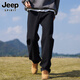 JEEP SPIRIT吉普牛仔裤男士秋冬季直筒裤子男美式宽松休闲裤 黑色 XL