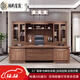 Solid wood boss desk, new Chinese style office desk, background cabinet, high-end president chairman's office, Xiangyun atmosphere desk, customization\color plate, contact customer service