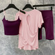 Yoga wear for women 2025 new shorts suit summer Pilates thin gym sports quick-drying professional running wear magenta purple bra (fixed cup) + magenta purple 5-point pants S