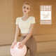 Women's yoga suit with chest pad 2025 new short-sleeved tops high-end sports fitness Pilates training clothes white short-sleeved tops fixed cup chest pad S Recommended weight 100Jin Jin is equal to less than 0.5 kg