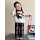 NACJOM Girls' Velvet Sweater Set Autumn and Winter 2025 New Style Baby Girl Winter Clothes Giant Good-looking Plaid Two-piece Set Red Plaid 110 cm