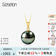 Goselon Tahitian black pearl pendant 18K gold melon seed buckle seawater pearl single pendant clavicle chain 9-10mm