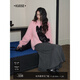 Wide-color pink soft waxy imitation mohair sweater lazy sweater 2025 autumn and winter new women's long-sleeved top pink S