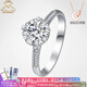 AVHE white 18K gold platinum cultivated diamond wedding ring 1 carat large diamond ring for women Luxuriously set bouquet of artificial diamonds Platinum heart claw bouquet - D color 20 points cultivated 18K gold diamond ring