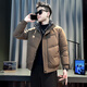 Jason's trendy brand handsome workwear down jacket men's winter thickened stand-up collar cotton jacket 2025 new men's winter jacket F122 coffee color M recommended 95-110Jin Jin equals 0.5 kg