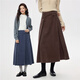 Giordano skirt women's autumn and winter pure cotton corduroy retro a-line skirt large hem half-length skirt 13465865
