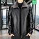Playboy leather jacket men's autumn and winter leather jacket short middle-aged and elderly winter cotton coat plus velvet thickened dad winter clothes black thickened XL 180/96A 125-140Jin Jin equals 0.5 kg