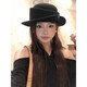 Yunpo Hepburn style hat black top hat female daughter style hat winter retro girls birthday gift box dome curling French daughter style curling black top hat