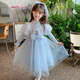 Annie Youer Girls Elsa Princess Dress Autumn Sweater Skirt Children's Dress Autumn and Winter Frozen Girl Elsa Dress Blue Velvet 110