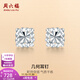 ZLF PT950 platinum stud earrings for women, sparkling and versatile geometric square earrings 1.36g