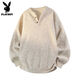 Playboy Henry Collar Sweater Men's Cardigan Sweater Autumn and Winter New Style Thickened Bottoming Sweater Men 0051 Oatmeal Gray S S