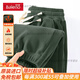 Baleno polar fleece pants men's autumn and winter new double-sided velvet thickened sweatpants men's loose leggings sweatpants official dark green #solid color 5XL