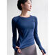 Duofanlian Lulu Yoga Clothing Top Women's Tight Highly Elastic Running Sports Long Sleeve Pilates Training Navy S (100Jin Jin is equal to less than 0.5kg)