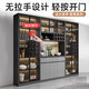 The shopkeeper in the living room wine cabinet display cabinet against the wall 2025 solid wood light luxury tea and wine cabinet storage cabinet with glass door 80A+120A/grey door free delivery