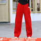 Betzmann Square Dance Clothing Ghost Step Dance Pants Cotton Trendy Brand Pocket Casual Pants Loose Wide Leg Pants 2025 Autumn and Winter New Style Red L (108Jin Jin is equal to 0.5kg -128Jin Jin is equal to 0.5kg)
