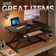 Lifting computer desk workbench computer lifting desktop workstation stand standing lifting office desk business black-double layer 65CM pneumatic stepless lift
