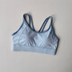 Beautiful Back Contrast Color Sports Bra Women's Summer Shockproof Running Yoga Vest Push-Up One-piece Pilates Bra Haze Blue S