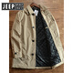 JEEP SPIRIT Jeep windproof and waterproof 89 euro lightweight export European and American large size men's thin cotton autumn and winter mid-length windbreaker coat khaki (cotton style) S (recommended 140-155Jin Jin equals 0.5 kg)