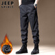 JEEP SPIRIT Jeep Velvet Men's Casual Pants Winter Large Size Charge Leg Sports Workwear Pants Black Velvet XL