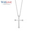 WithLove Weiaipinyue White 18K Gold Personalized Simple Diamond Pendant Women's Cross Necklace Pt950 Platinum/Ready Stock (Free S925 Silver Chain)