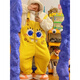 Sunayue SpongeBob SquarePants pajamas, the same style for male and female couples in autumn and winter, one-piece pajamas that can be worn outside, warm and cute home clothes, SpongeBob SquarePants straps style thickened S Height 145-155