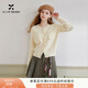 Xiangying Xiaoxiangfeng white knitted cardigan women's long-sleeved 2025 winter new lace sweet round neck sweater jacket Lubai L 165/88A/110-125Jin Jin equals 0.5 kg