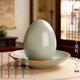 Zhumingtang Ru kiln opens slices to raise tea pets, simulated tea eggs, tea table decorations, exquisite and creative purple clay pot accessories, lucky tea play, Tianqing Ru kiln tea eggs + bottom tray, upgraded version, faster opening, no Specifications