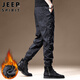 JEEP SPIRIT Jeep Velvet Men's Casual Pants Winter Large Size Charge Leg Sports Workwear Pants Black Velvet XL