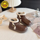 G.duck Little Yellow Duck Girls' Boots Children's 2025 Winter Plush Leather Boots Warm Baby Princess Short Boots Black New Brown Brown Warm Cotton 34 Inner Length 20.8cm