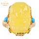 La Yun Feiyin Beeswax Pixiu Ring Chicken Fat Yellow Amber Bracelet S925 Sterling Silver Gold-plated Ring Live Adjustable Gift Beeswax Pixiu Ring