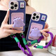 
Shengtulang new 16-mounted monster suitable for Apple 15promax mobile phone case iPhone 13 cute small card bag 14plus personality double lanyard 11 niche anti-fall 12 protective case Big hole-small monster card bag + purple bracelet iPhone 11