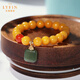 Layun Feiyin collectible old beeswax bracelet for women amber round bead bracelet chicken oil yellow Hetian jade Wushi brand bracelet Duobao jewelry 8mm beeswax Wushi brand bracelet