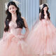 Mei Anjia Evening Dress Women's New Birthday Tutu Skirt Princess Dress Bride Wedding Toast Dress Morning Robe Art Exam Adult Ceremony Pink XL Recommended 118-125 Jin Jin equals 0.5 kg