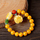 Layun Feiyin beeswax bracelet for women, high-end craftsmanship, peony flower, jade, and amber handmade chicken fat yellow beaded bracelet, about 10mm (with certificate)