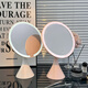 Light luxury desktop makeup mirror with LED light desktop touch-up dormitory office makeup mirror white small size rechargeable