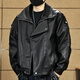Gu Xiansen leather jacket men's 2025 new high-end men's clothing handsome men's motorcycle American pilot leather jacket men's black M 110-130Jin Jin is equal to 0.5 kg