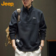 JEEP Jeep sweatshirt men's autumn and winter heavy embroidered bottoming shirt casual trendy tops for men black 3XL