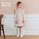 Little Naive children's new Chinese style embossed jacquard embroidery dress winter girls' quilted vest dress pink 150