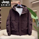 JEEP SPIRIT high-end hooded jacket for men 2025 autumn and winter trendy brand handsome jacket 2025 new men's thin cotton top black (spring and autumn) M recommended weight 100-120Jin Jin equals 0.5 kg