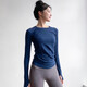 Duofanlian Lulu Yoga Clothing Top Women's Tight Highly Elastic Running Sports Long Sleeve Pilates Training Navy S (100Jin Jin is equal to less than 0.5kg)