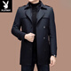 Playboy (PLAYBOY) fashion brand autumn and winter mid-length windbreaker for middle-aged and elderly men thickened removable wool liner business jacket trendy khaki long XL 180 size 145-165Jin Jin is equal to 0.5 kg