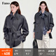 Fano studios Fan Luo Fano urban modern light drape classic raglan sleeve double breasted short windbreaker jacket for women 2025 autumn floral gray ready stock S