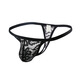 CLEVER-MENMODE men's sexy underwear transvestite lace transparent sexy underwear breathable gay thong black M (66-76C)