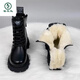 Woodpecker thick-soled Martin boots genuine leather wool boots women's fur integrated new thickened 2025 winter short boots snow boots black thickened cotton imported wool 37