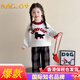 NACJOM Girls' Velvet Sweater Set Autumn and Winter 2025 New Style Baby Girl Winter Clothes Giant Good-looking Plaid Two-piece Set Red Plaid 110 cm