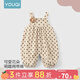 Youqi Baby Clothes Cartoon Overalls Spring and Autumn Baby Girl Cute Outings Newborn Sleeveless One-piece Clothes Apricot 80cm