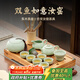 Chang Shengyuan Kung Fu tea set complete set with tea tray for household tea making set solid wood tea table imitating Song Dynasty Ru kiln tea set Pisces Ruyi