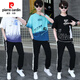 皮尔卡丹（pierre cardin）夏季青少年短袖t恤男孩13-15岁高中初中学生大童夏装帅气运动套装 XSKD-TZ9226白灰色(上衣+裤子) XL 115至130斤